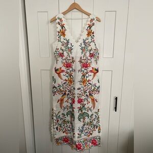 Farm Rio off-white delicate forest euroflax™ premium linen maxi dress XS